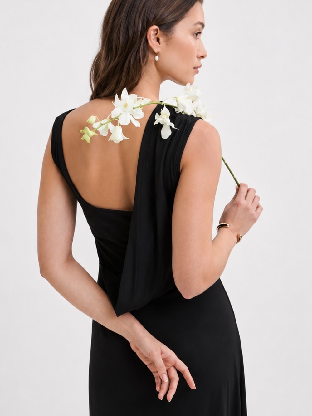 Marcella NYC Laurel Dress Gown Asymmetrical European Stretch Jersey XS - Picture 7 of 15